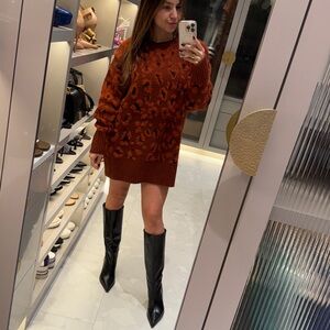 Zara Leopard Print Sweater - Orange and Black